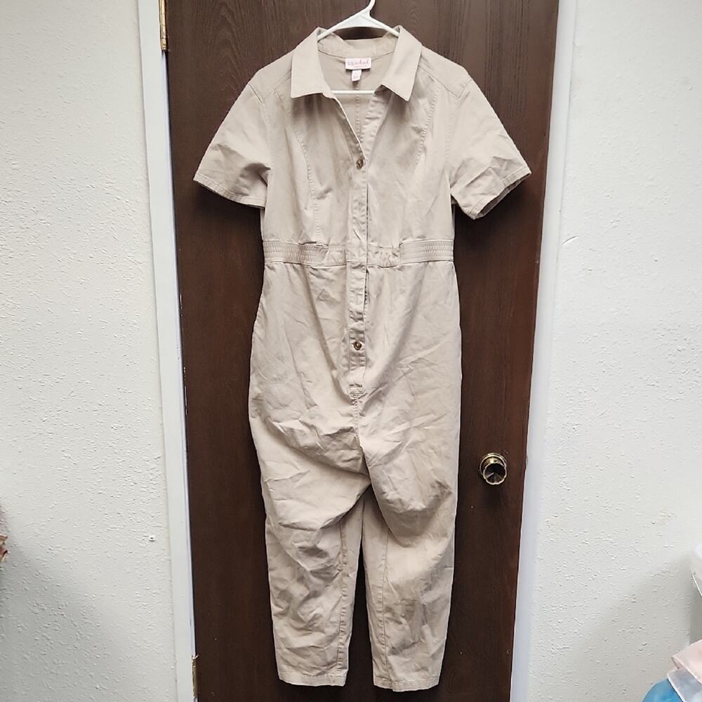 Ingrid & Isabel Beige Button-Up Jumpsuit
